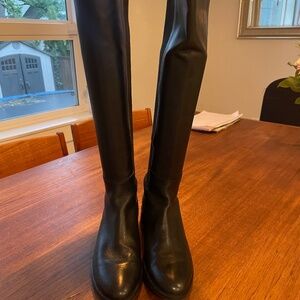 Black Leather Knee-High Riding Boots – Made in Italy – EU 37